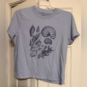 J. Crew Light Blue Seashell Graphic Tee